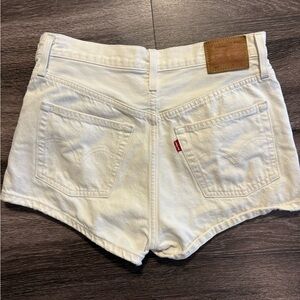 Levi's White High-Rise Denim Shorts